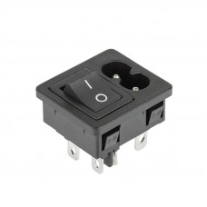 Выключатель клавишный 250 V 6 А (4с) ON-OFF черный с штекером C8 2PIN  REXANT