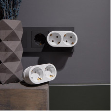 Набор двойников электрических 16А с/з вертикальные, белый (2 шт./уп.) REXANT