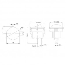 Выключатель клавишный круглый 250V 3А (2с) ON-OFF черный Micro (RWB-105, SC-214) REXANT