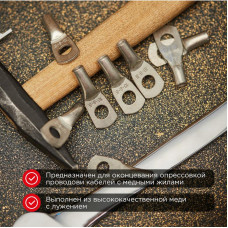 Наконечник медный луженый ТМЛ-Р 10–8 (10мм² - Ø8мм) (в упак. 100 шт.) REXANT