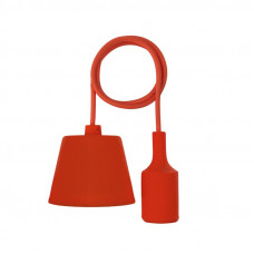 Патрон E27 силиконовый со шнуром 1м красный REXANT