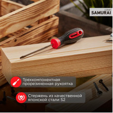 Отвертка шлицевая SL3х75мм, трехкомпонентная рукоятка сталь, S2 REXANT