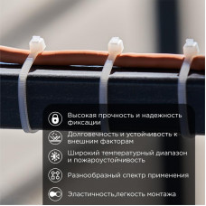 Стяжка кабельная нейлоновая 100x2,5мм, белая (100 шт/уп) REXANT