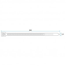 Стяжка кабельная нейлоновая 80x2,5мм, белая (100 шт/уп) REXANT