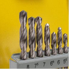 Набор сверл по металлу, 2-8мм (через 0,5мм), HSS, цилиндрический хвостовик, металлический кейс, 13 шт. KRANZ