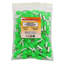 Наконечник штыревой втулочный изолированный F-12 мм 6 мм² (НШВи 6.0-12 / Е 6,0-12/E6012) зеленый REXANT