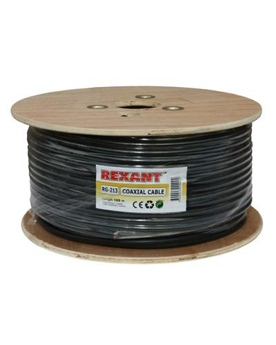 Кабель коаксиальный RG-213, 50 Ом, Cu/Cu, 96%, 100м, OUTDOOR, черный REXANT