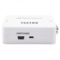 Конвертер VGA + Стерео 3,5мм на HDMI, пластик, белый REXANT