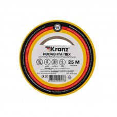 Изолента ПВХ 0,13х19мм, 25м, желтая KRANZ
