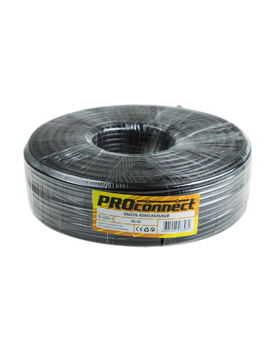 Кабель коаксиальный RG-6U, 75Ом, CCS/Al/Al, 48%, 100м, OUTDOOR, черный PROconnect