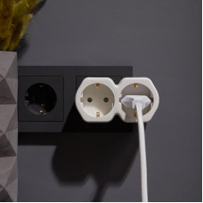 Двойник электрический 16А с/з и защитными шторками, белый REXANT