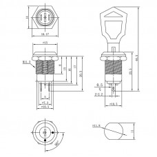 Выключатель ключ Ø12 250V 0.5А (2с) ON-OFF (K12-01)  REXANT