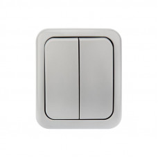 Выключатель двухклавишный Mini OG IP54 о/у, серый KRANZ