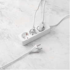 Удлинитель 3 гнезда, 5м, 3х0,75мм², с/з, угловая вилка, белый PROconnect