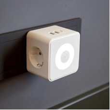 Двойник электрический Куб 16А с/з + 2хUSB-A 2,4А + USB Type-C 3А с ночной подсветкой, белый REXANT