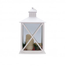 Фонарь декоративный (фигура) с тремя свечами, белый корпус, 24х24х40 см, теплый белый NEON-NIGHT