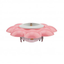 Розетка одноместная HAPPY Цветок с/у, с/з, со шторками, белая/розовая KRANZ