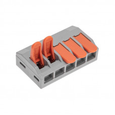 Универсальная клемма СМК 222-615/221-615, 5-проводная серая 0,5-4/6 мм² (15 шт/уп) REXANT