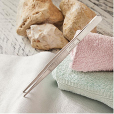 Пинцет прямой, узкий, рифленый 145мм ПРОФИ