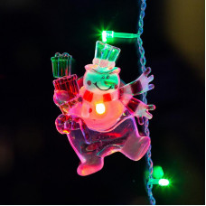 Снеговик с подарком RGB на присоске