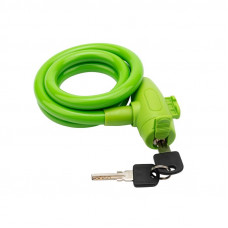 Замок тросовый взломостойкий для велосипедов и колясок с ключом 100см зеленый ЧЕТЫРЕ СЕЗОНА