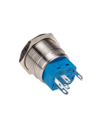 Кнопка антивандальная Ø22 12В(LED) Б/Фикс (5с) OFF-(ON) / ON-(OFF) подсв/синяя REXANT