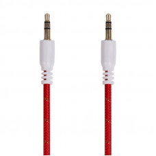 Аудиокабель AUX 3,5мм, 1м, красный, в тканевой оплетке REXANT