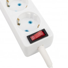 Удлинитель 3 гнезда, 1,5м, 3х0,75мм², с/з, с кнопкой, белый PROconnect