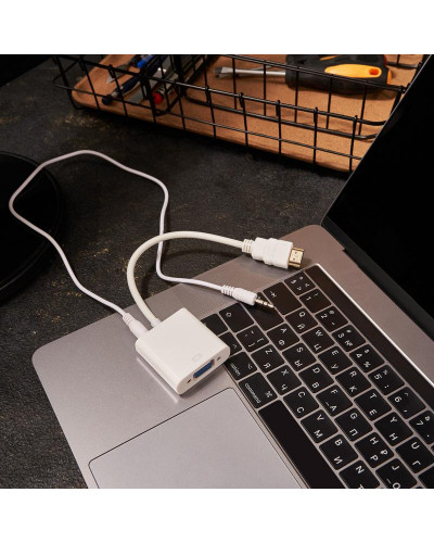 Переходник штекер HDMI - гнездо VGA, провод + шнур стерео 3,5мм REXANT