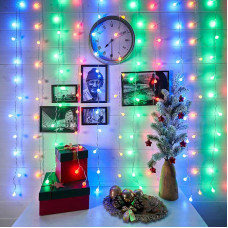 Гирлянда Светодиодный Дождь 1,5х1,5 м, с насадками шарики, свечение с динамикой, прозрачный провод, 230 В, диоды Мультиколор