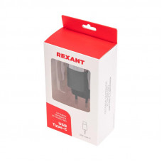 Сетевое зарядное устройство USB QC (30W) + Type C PD (33W), с дисплеем REXANT