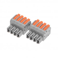Клемма СМК 222-424R проходная разъемная 4 полюса серая 0,2-2,5/4мм² (20 шт/уп) REXANT