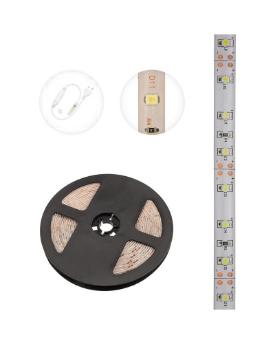 Лента светодиодная 12В, SMD2835, 4,8Вт/м, 60 LED/м, 6500К, 8мм, 5м, IP65 LAMPER
