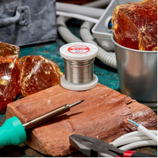 Припой ПОМ-3, 100г, Ø2мм, (олово 97%, медь 3%), бессвинцовый, ГОСТ 21931-76, катушка REXANT