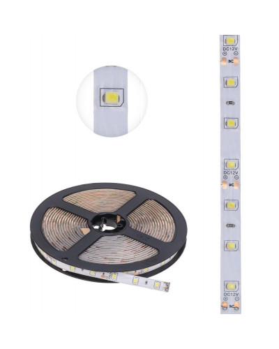 Лента светодиодная 12В, SMD2835, 4,8Вт/м, 60 LED/м, 6500К, 8мм, 5м, для БП с клеммами, IP65 LAMPER