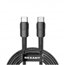 Кабель Type-C – Type-C, 5A, 100Вт, 2м, в черной нейлоновой оплетке REXANT