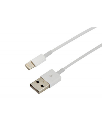 Кабель USB-A – Lightning для Apple, 2,4А, 1м, ПВХ, белый, оригинал (чип MFI) REXANT