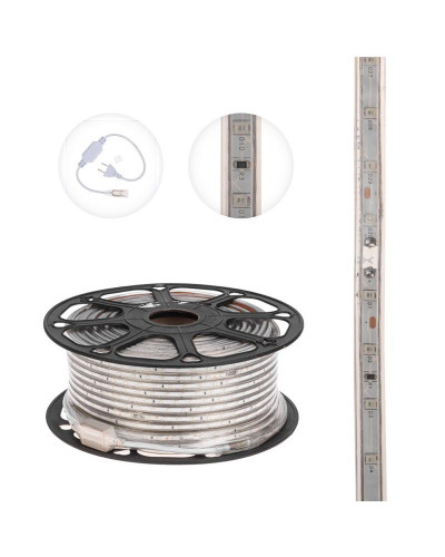 Лента светодиодная 220В, SMD2835, 4,8Вт/м, 60 LED/м, Зеленый, 10х7мм,с кабелем питания, IP67 NEON-NIGHT