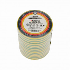 Изолента ПВХ 0,13х19мм, 25м, желто-зеленая KRANZ
