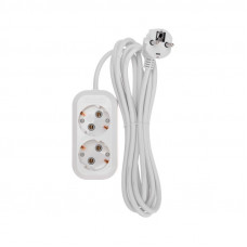 Удлинитель 2 гнезда, 3м, 3х0,75мм², с/з, белый PROconnect