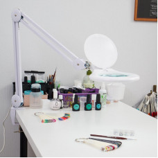 Лупа на струбцине круглая 5D с подсветкой 56 SMD LED, ø127мм, белая REXANT