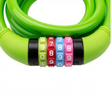 Замок тросовый кодовый взломостойкий для велосипедов и колясок 150см зеленый ЧЕТЫРЕ СЕЗОНА