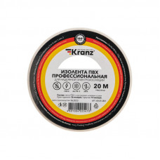 Изолента ПВХ профессиональная, 0,18х19мм, 20м, белая KRANZ