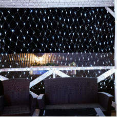 Гирлянда светодиодная Сеть 2,5х2,5м 432 LED БЕЛЫЙ черный ПВХ IP65 свечение с динамикой 230В контроллер в комплекте NEON-NIGHT