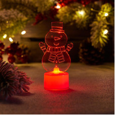 Фигура светодиодная на подставке Снеговик с шарфом 2D, RGB