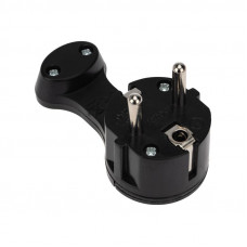 Вилка Евро угловая с з/к 16 А плоская за шкаф черная REXANT