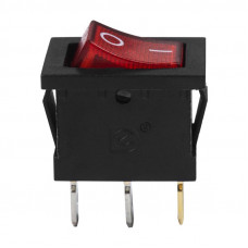 Выключатель клавишный 24V 15А (3с) ON-OFF красный с подсветкой  Mini  REXANT