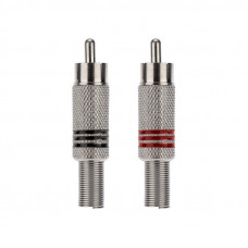 Разъем штекер RCA металл под винт черный/красный REXANT