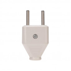 Вилка прямая без з/к 6А плоская белая REXANT