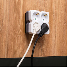 Четверник электрический 16А с/з белый REXANT